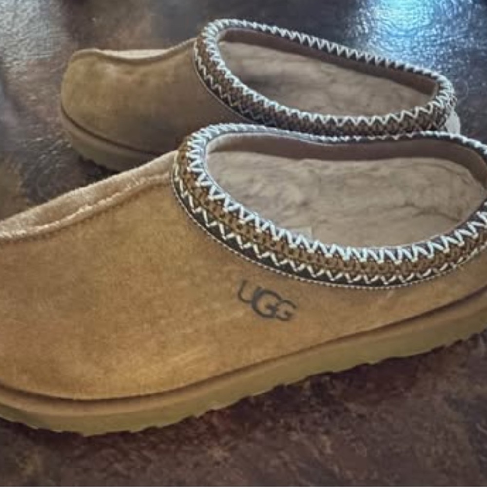 UGG Brown Suede Loafers with Stitch Detail